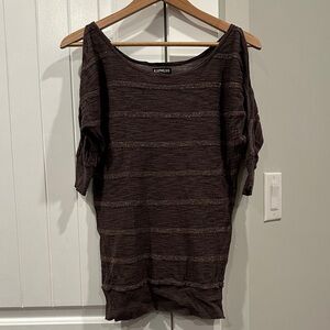 Express Chocolate Brown Striped Knit Top